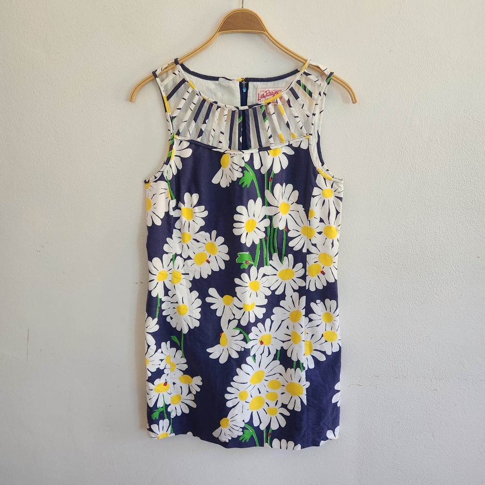 Lilly Pulitzer Ricci Shift Dress 8 Daisies Ladybugs Print Cottagecore Mod Retro